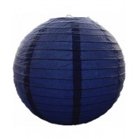 12" Paper Lantern Navy Blue Regular Wire Ribbed